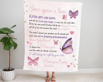 To My Granddaughter Blanket, Christmas Gift Granddaughter, Grandkids Gift From Grandma, Personalized Blanket Butterfly, Blankets For Girls