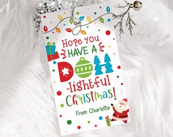 Editable Christmas Gift Tags, Dough-Lightful Christmas Tag, Classroom Stocking Stuffer, School Favor Tags Printable, Non Candy Holiday Label