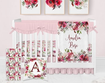 red rose crib bedding