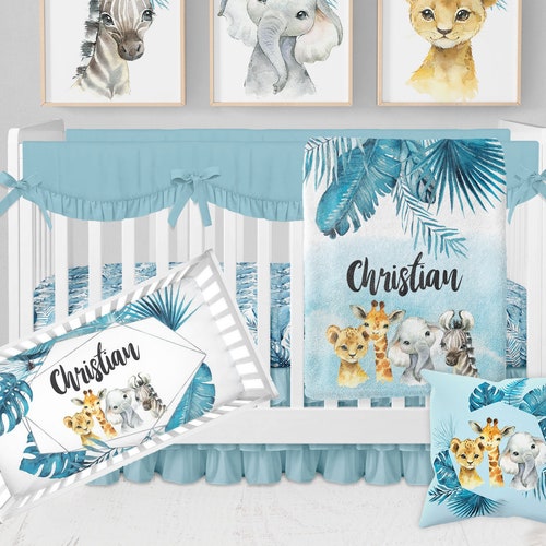 Jungle Baby Crib Bedding Set Safari Nursery Elephant Lion Etsy