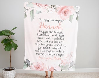 Personalized Granddaughter Blanket, To My Granddaughter, Christmas Gift Granddaughter, Granddaughter Gift, Personalized Blanket, Pink Floral