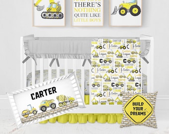 Construction Baby Boy Crib Bedding Set, Boy Crib Bedding, Construction Nursery, Boy Nursery Bedding Construction Theme, Construction Baby