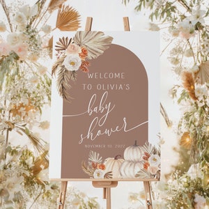 Pumpkin Baby Shower Welcome Sign Fall, Fall Baby Shower Decor, Boho Baby Shower Decorations, Little Pumpkin Baby Shower Sign, Welcome Poster