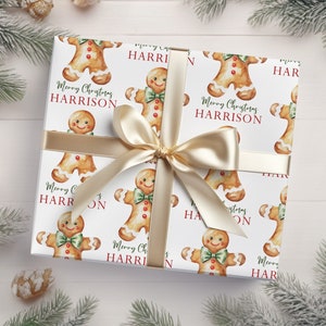 Carta da regalo natalizia personalizzata, carta da regalo omino di pan di zenzero, carta da regalo con nome personalizzato, regali personalizzati, confezione regalo di Natale