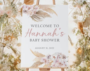 Boho Baby Shower Sign, Baby Shower Welcome Sign Girl, Girl Baby Shower Poster, Floral Boho Baby Shower Decorations, Foam Board Sign Outdoor
