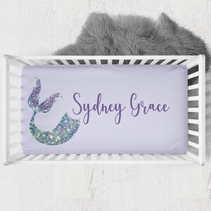 Mermaid Crib Sheet, Baby Girl Crib Sheet, Mermaid Crib Bedding, Mermaid Nursery, Baby Mermaid Bedding, Custom Crib Sheet, Personalized Crib