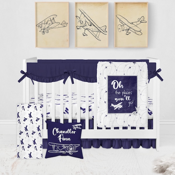 Airplane Nursery Bedding Etsy