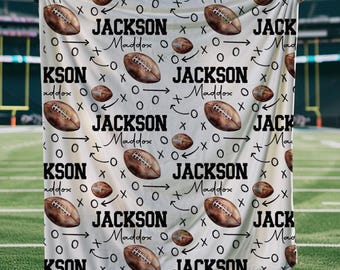 Gepersonaliseerde voetbaldeken met naam, aangepaste naamworp voor kinderen, voetballer cadeau, dekens voor jongen, kinderkamer sportthema, teamcadeau