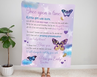 Personalized Granddaughter Blanket, To My Granddaughter Christmas Gift, Granddaughter Gift, Personalized Blanket Butterfly, Sentimental Gift
