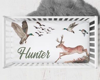 Personalized Mallard Duck Hunting Crib Sheet, Crib Sheets Boy, Duck Hunting Baby Bedding, Deer Crib Bedding, Duck Hunting Nursery, Baby Deer