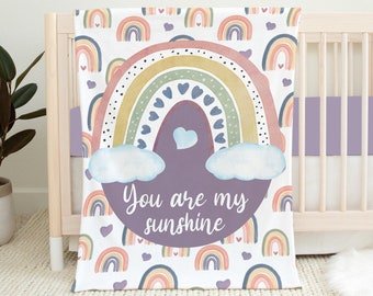 You Are My Sunshine Rainbow Nursery, Rainbow Baby Blanket, Baby Girl Blanket, Baby Shower Gift Baby Girl Gift, Rainbow Nursery, Toddler Gift