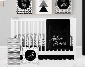Black and white crib blanket clearance
