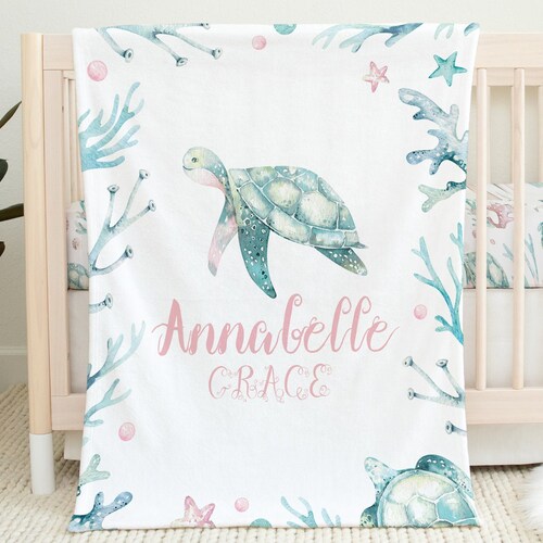SEA TURTLE CRIB Bedding Set Ocean Nuersery Girl Baby Etsy