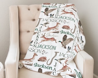 Personalized Mallard Duck Baby Blanket, Duck Hunting Blanket, Woodland Baby Name Blanket, Baby Boy Blanket, Deer Baby Blanket, Country Baby