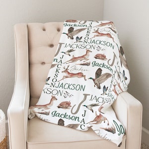 Personalized Mallard Duck Baby Blanket, Duck Hunting Blanket, Woodland Baby Name Blanket, Baby Boy Blanket, Deer Baby Blanket, Country Baby