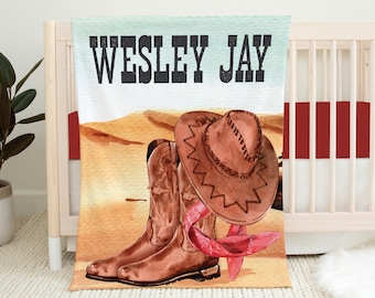 Personalisierte Western Babydecke, Baby Jungen Decke Cowboy Baby, Baby Shower Geschenk, Western Kinderzimmer Cowboy Bettdecke Baby Jungen Geschenk