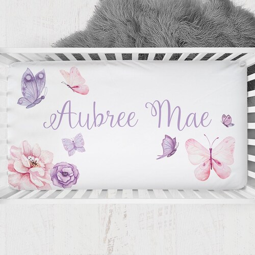 Personalized Butterfly Crib Sheet Butterfly Crib Bedding Etsy