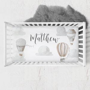Hot Air Balloon Crib Sheets Personalized, Neutral Crib Sheets Boy, Hot Air Balloon Crib Bedding, Hot Air Balloon Nursery, Boy Crib Bedding