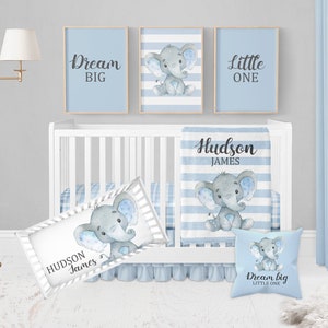 Elephant Baby Bedding Set, Baby Boy Crib Bedding, Blue Crib Bedding, Elephant Crib Bedding, Elephant Nursery, Boy Elephant Nursery Bedding