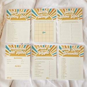 Sunshine Baby Shower Games Bundle, Here Comes The Son Baby Shower Bundle Boy, Boho Sun Baby Shower Games Printable, Instant Download, RSB1