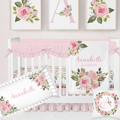Floral Crib Bedding Set Girl Nursery Bedding Set Baby Etsy