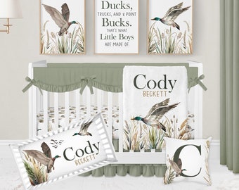 Mallard Duck Crib Bedding, Baby Boy Crib Bedding Set, Duck Hunting Nursery Decor, Mallard Duck Nursery, Duck Baby Bedding, Crib Sheets Boy