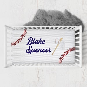 Personalized Baseball Crib Sheet, Baseball Crib Bedding, Baseball Nursery, Custom Crib Sheets Boy, Baby Boy Bedding, Boy Nursery Bedding