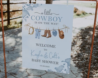 Little Cowboy Baby Shower Welcome Sign, Cowboy Baby Shower Sign, Wild West Baby Shower Decorations Boy, Western Baby Shower Welcome Poster