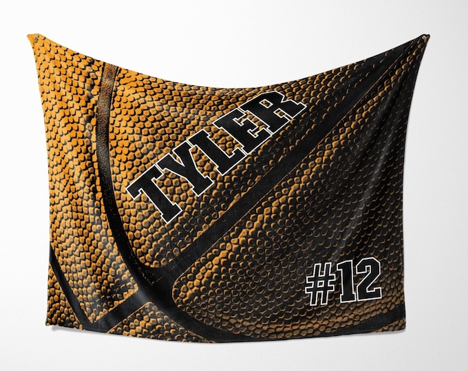 Couverture de basket-ball personnalisée, cadeau de basket-ball, cadeau de Noël pour les joueurs de basket-ball, couverture avec nom, équipement de fan, cadeau de fin d’études senior