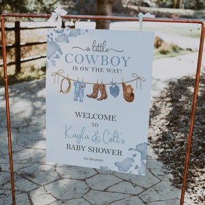 Little Cowboy Baby Shower Welcome Sign, Cowboy Baby Shower Sign, Wild West Baby Shower Decorations Boy, Western Baby Shower Welcome Poster