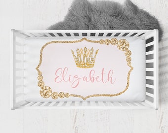 Personalized Princess Crib Sheet, Crib Sheets Girl, Princess Crib Bedding, Princess Nursery, Pink Crib Sheets, Girl Crib Bedding, Baby Gifts