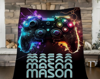 Personalized Gamer Blanket, Custom Gaming Blanket, Christmas Gift Idea, Gamer Gifts, Gaming Decor, Personalized Blanket For Boy Name Blanket