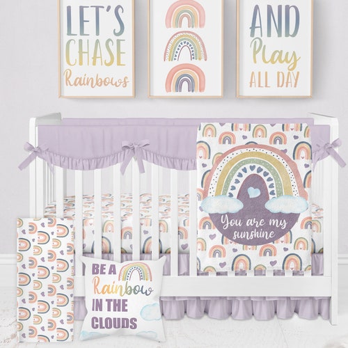 You Are My Sunshine Rainbow Nursery Rainbow Crib Bedding Set Etsy