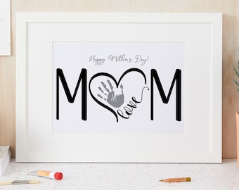 Mothers Day Handprint Art Printable, Mothers Day Handprint Craft, Handprint Gift From Kids Baby Toddler, Keepsake Gift For Mom DIY Kid Craft