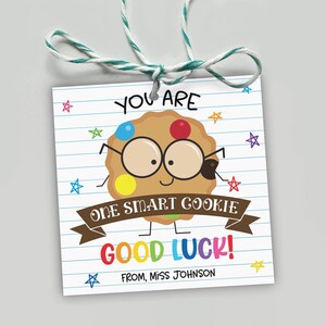 Testing Day You&#39;re One Smart Cookie Tags, Printable Snack Tags, One Smart Cookie Test Tag, Editable Cookie Tags, Test Taking Tags Download