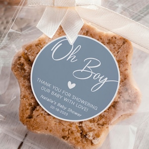 Etichette per bomboniere baby shower blu, adesivi per baby shower per maschietti, adesivi di ringraziamento per baby shower, etichette per baby shower "Oh Boy", baby shower per maschietti OB1