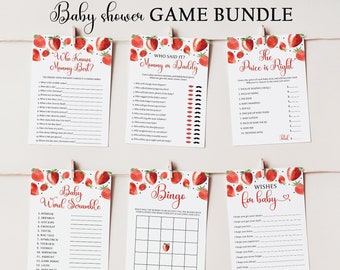Strawberry Baby Shower Games Bundle, Berry Sweet Baby Shower Bundle, Baby Shower Games Printable, Baby Shower Game Pack Instant Download SB1