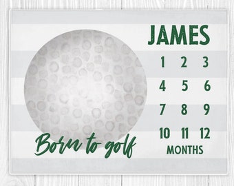 Golf Milestone Blanket, Boy Milestone Blanket, Baby Shower Gift, New Mom Gift, Baby Month Blanket, Personalized Golf Baby Blanket, Golf Gift