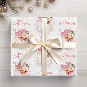 Carta da regalo personalizzata per Natale con Babbo Natale rosa, carta da regalo personalizzata per ragazza, carta da regalo personalizzata per Natale, regalo vintage per Babbo Natale