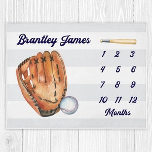 Baseball Milestone Blanket, Boy Milestone Blanket, New Mom Baby Shower Gift, Sports Baby Month Blanket, Personalized Baseball Baby Blanket