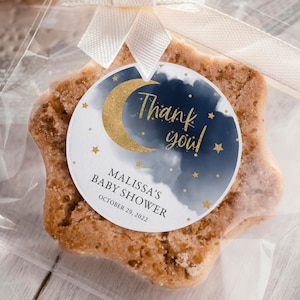 Moon And Stars Baby Shower Favor Labels, Thank You Stickers Boy, Twinkle Little Star Favors, Moon Baby Shower Stickers, Boy Baby Shower NGM1