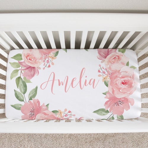Floral Crib Sheets Custom Crib Sheet Personalized Floral Etsy