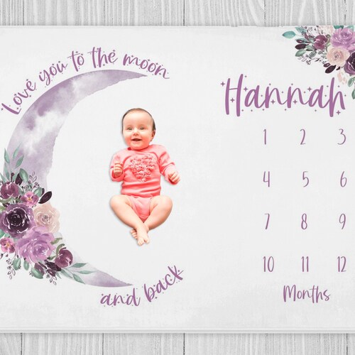Moon Milestone Blanket Girl to the Moon and Back Baby Etsy