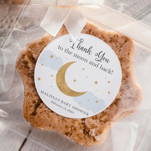 Moon Baby Shower Favor Labels, Thank You Stickers, Twinkle Twinkle Little Star Favors, Moon And Stars Baby Shower Boy, Baby Shower Labels