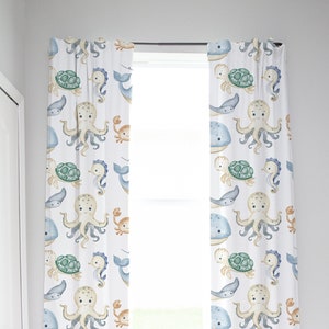 Ocean Animal Curtains, Baby Boy Nursery Window Curtains, Boy Nursery Curtains, Blackout Curtains Nursery, Under The Sea Nursery Decor Boy