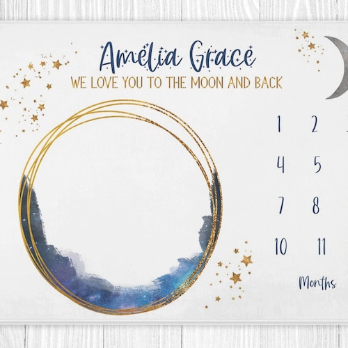 Moon Milestone Blanket to the Moon and Back Baby Milestone Etsy