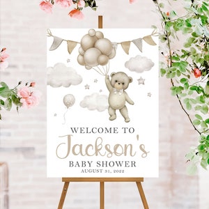 Baby Shower Welcome Sign, Teddy Bear Baby Shower Sign, Baby Boy Shower Decorations, Teddy Bear Baby Shower Decorations, Baby Shower Poster