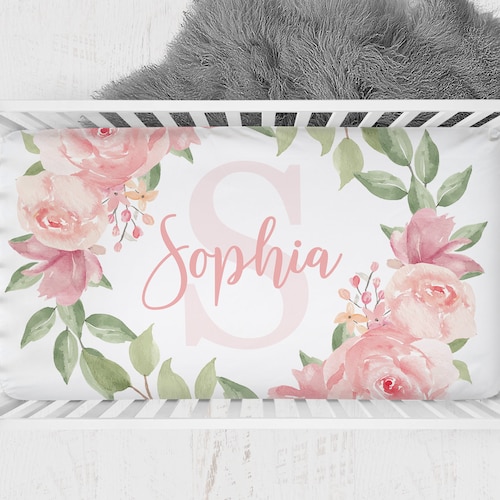 Custom Baby Girl Crib Sheet Personalized Crib Sheet Floral Etsy