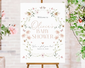 Butterfly Baby Shower Welcome Sign, Baby in Bloom Welcome Sign Baby Shower, Wildflower Baby Shower Sign Girl, Butterfly Baby Shower Decor