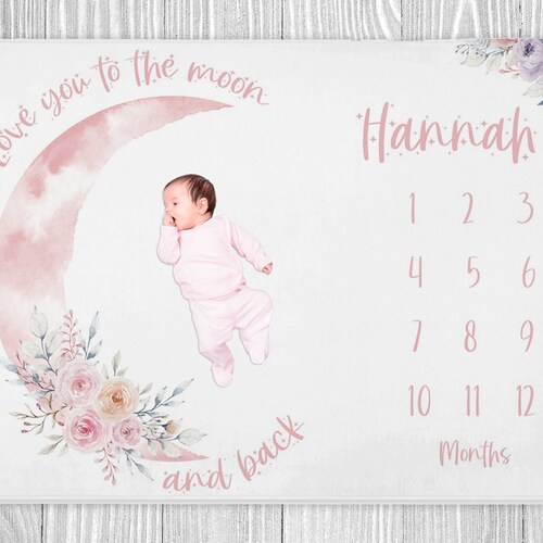 Moon and Stars Milestone Blanket Baby Milestone Blanket Luna Etsy
